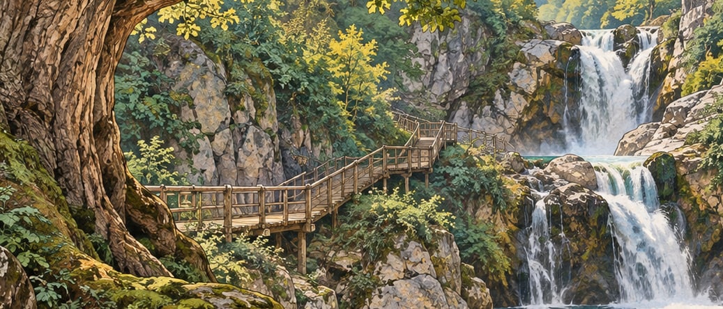 Samandere Waterfall Natural Monument çizimi, Düzce