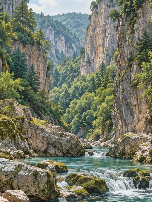 Zeichnung: Naturpark Sansarak-Canyon, Bursa