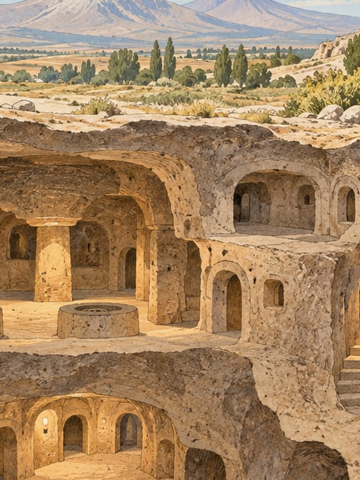 Zeichnung: Unterirdische Stadt Saratlı Kırkgöz, Aksaray