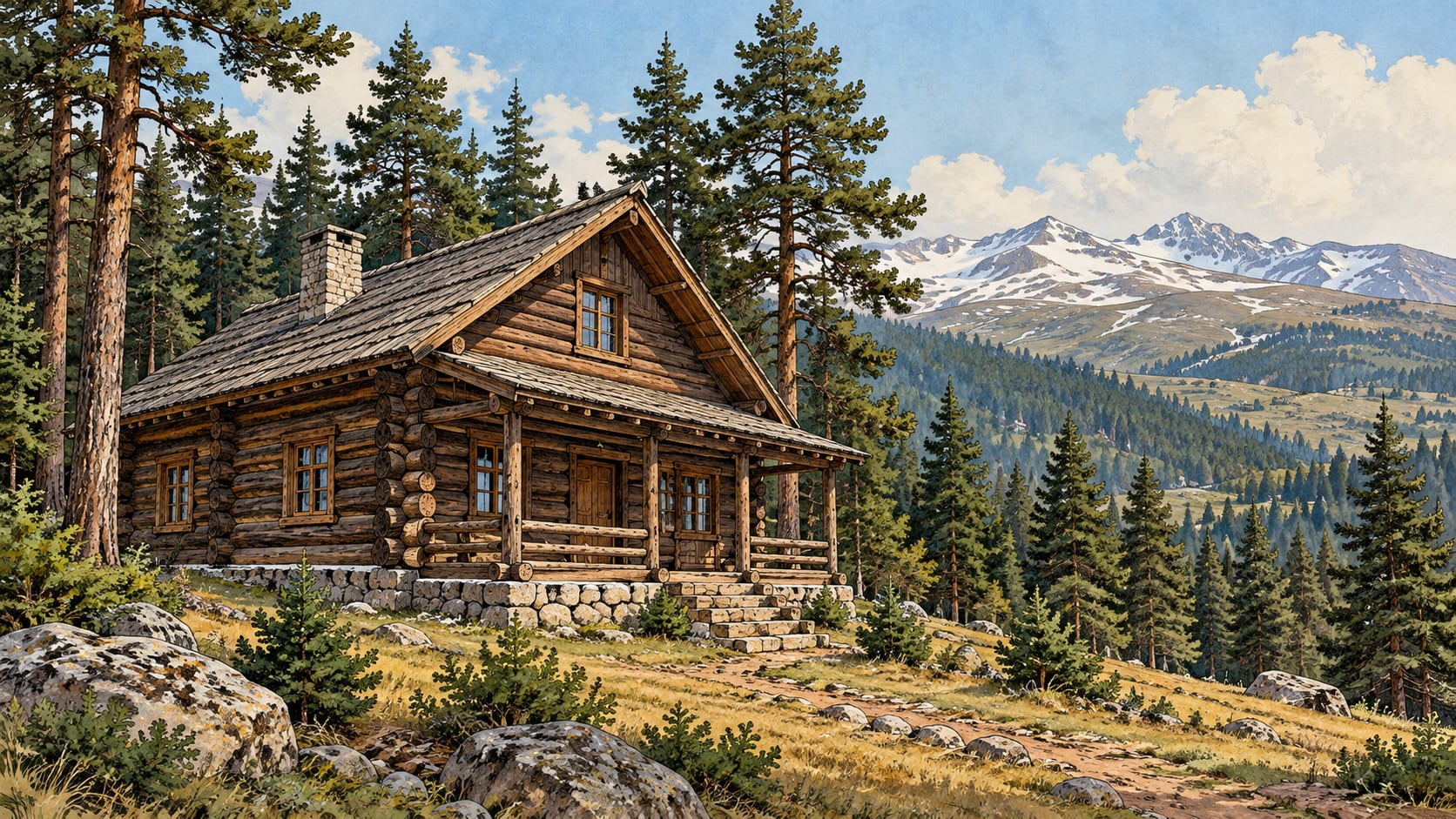 Sarıkamış Log House çizimi, Kars