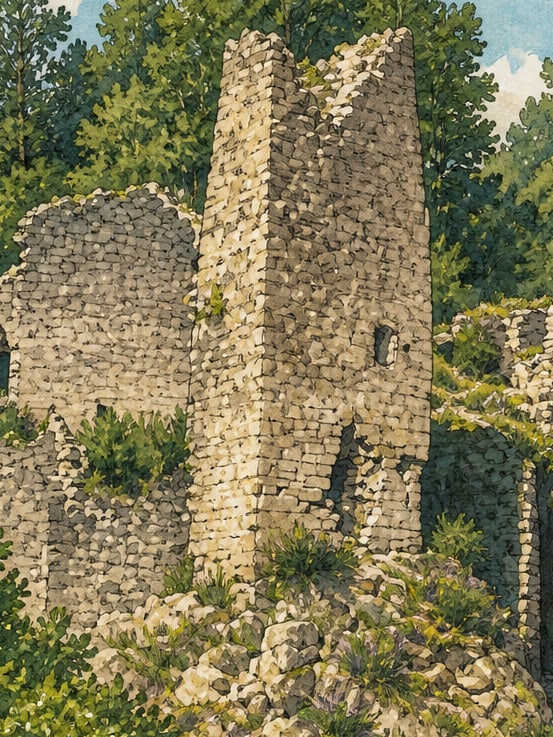 Zeichnung: Burg Satlel, Artvin