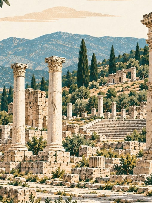 Zeichnung: Antike Stadt Sebastapolis, Denizli