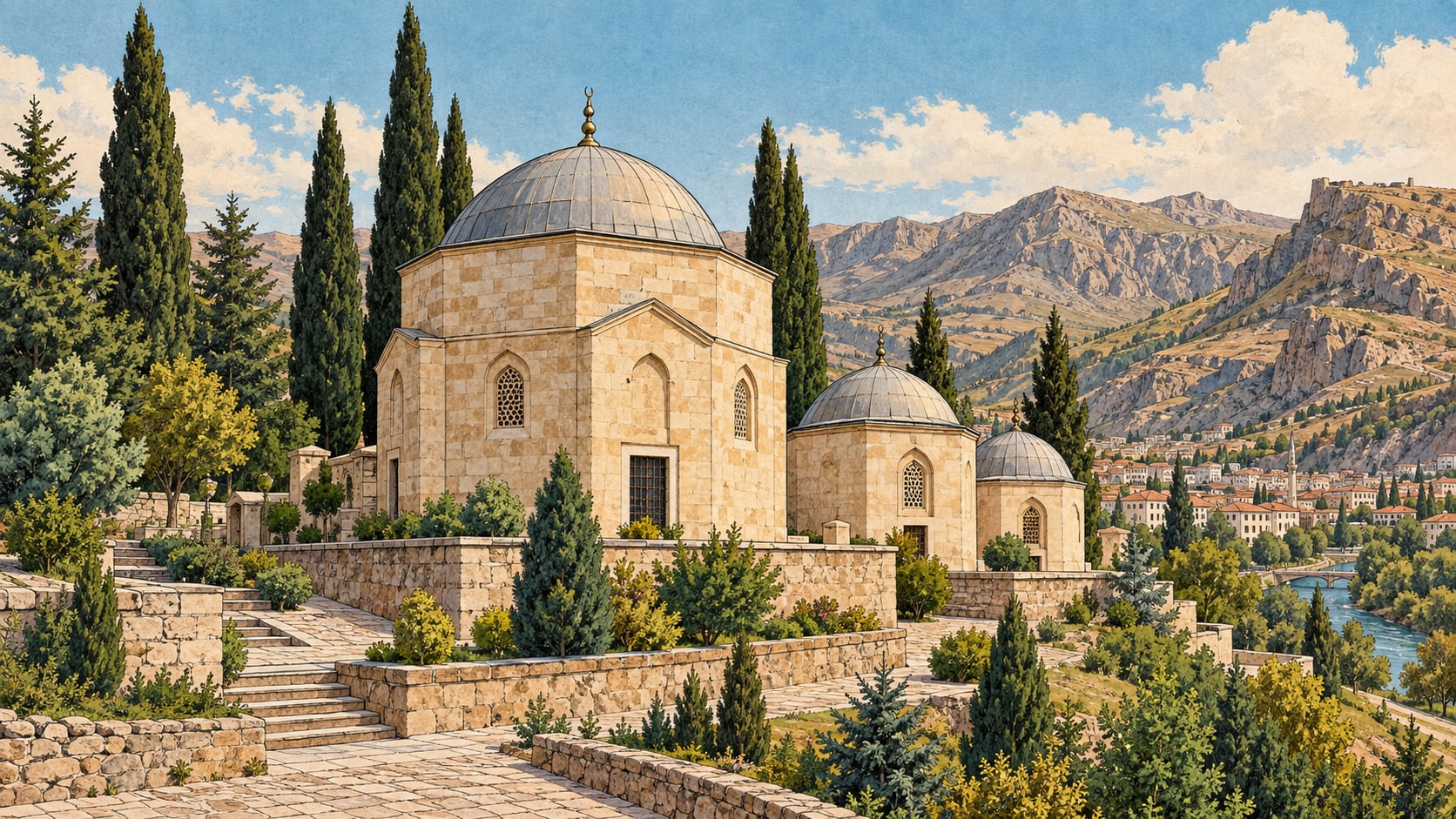 Şehit Osman Türbeleri çizimi, Bayburt