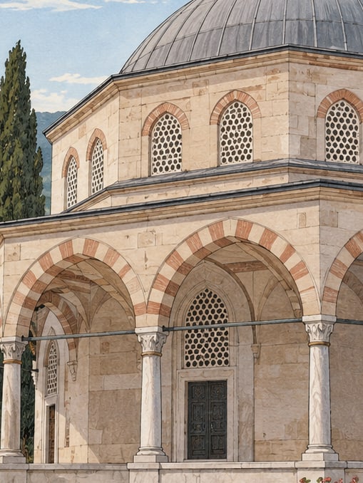 Şehzade Sultan Mustafa and Sultan Cem Tomb çizimi, Bursa