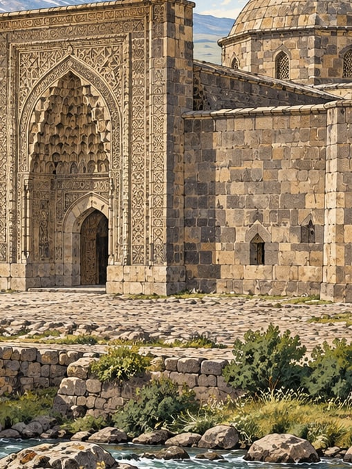 Zeichnung: Seldschuken-Karawanserei, Kars