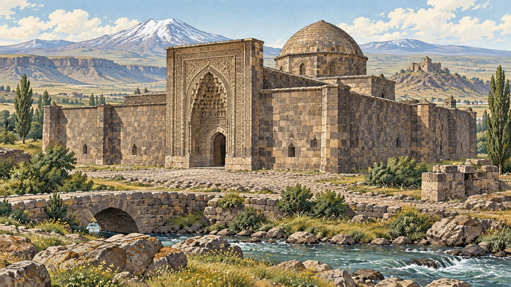 Seljuk Caravanserai çizimi, Kars