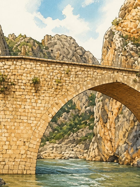 Zeichnung: Seldschukenbrücke, Adıyaman