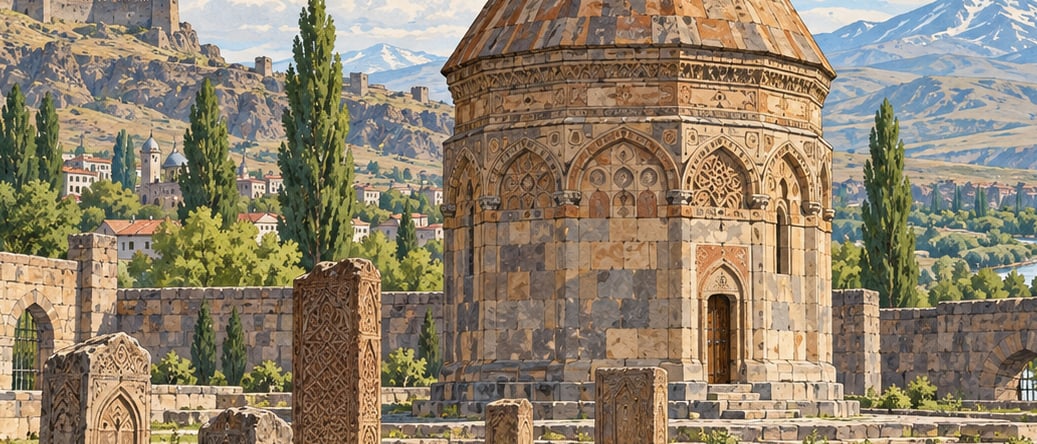 Seljuk Tomb Tower and Seljuk Cemetery çizimi, Kars