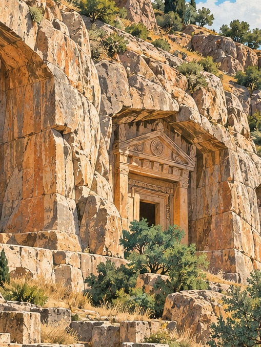 Zeichnung: Selimiye-Felsgräber, Afyonkarahisar