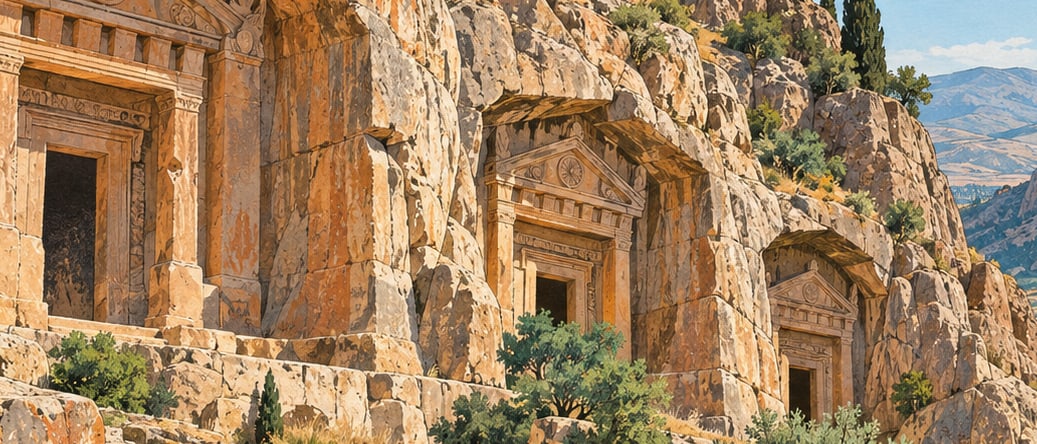 Selimiye Rock Tombs çizimi, Afyonkarahisar