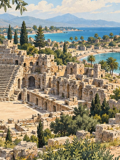 Zeichnung: Archäologische Stätte Side, Antalya