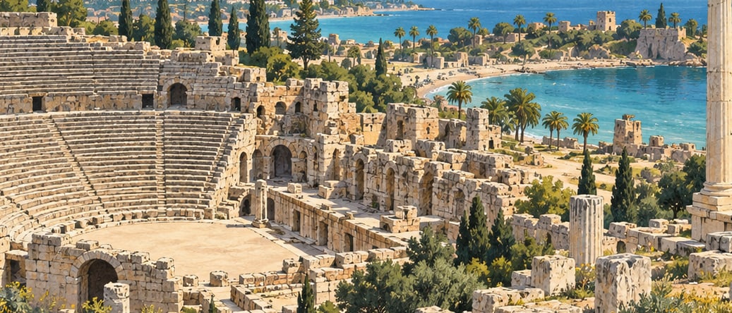 Side Archaeological Site çizimi, Antalya