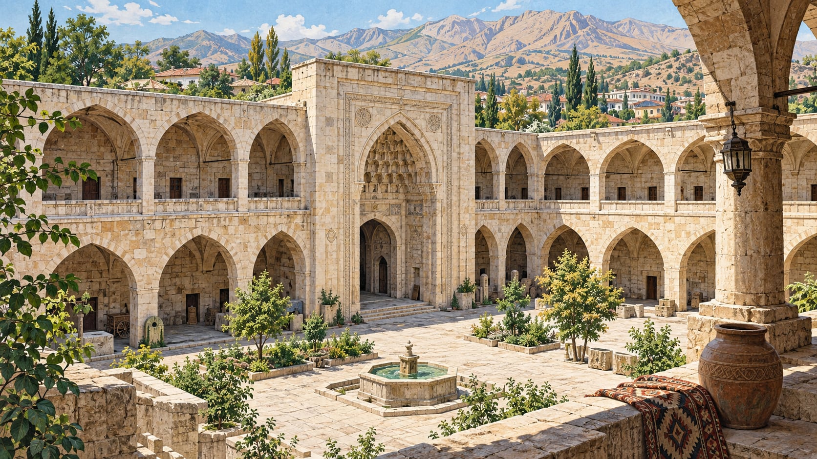 Silahtar Mustafa Paşa Caravanserai çizimi, Malatya