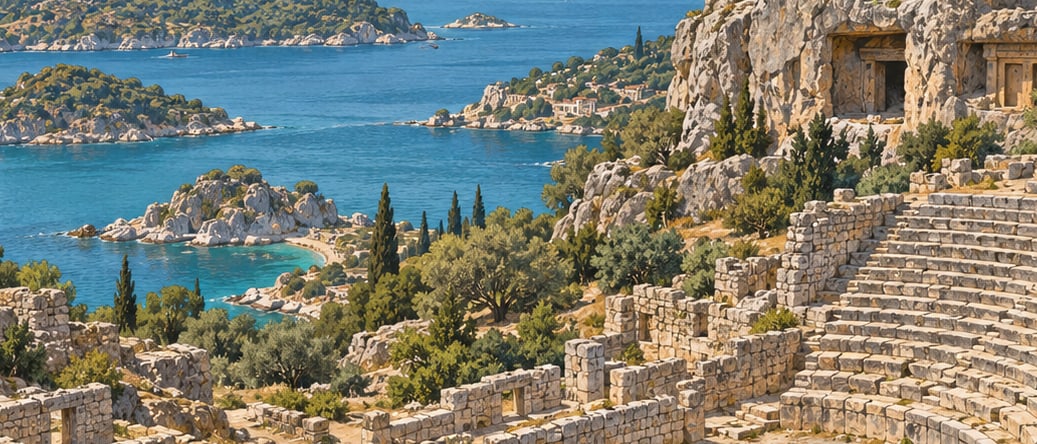 Simena Archaeological Site çizimi, Antalya