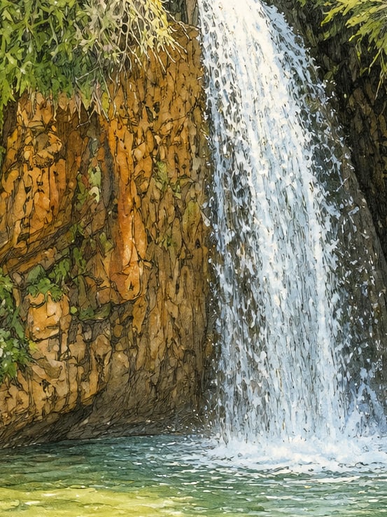 Zeichnung: Wasserfall Sırakayalar, Bayburt