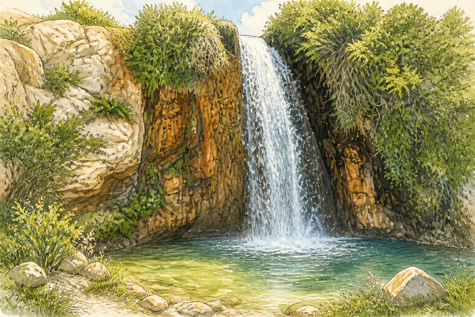 Sırakayalar Waterfall çizimi, Bayburt