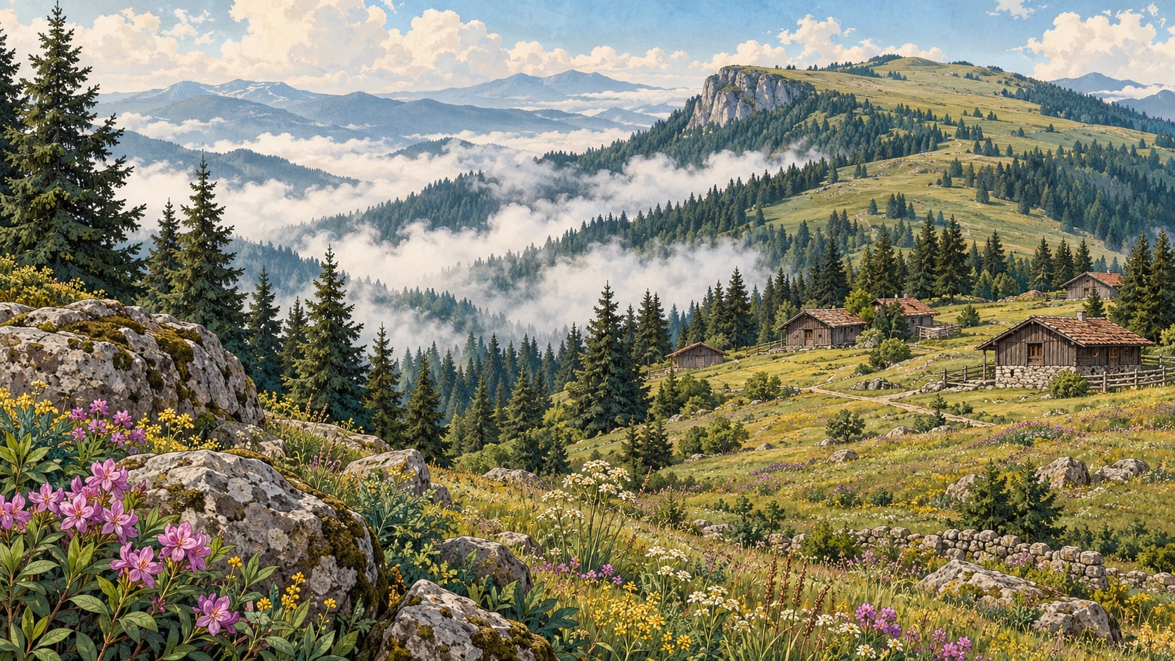 Sis Mountain Nature Park çizimi, Trabzon