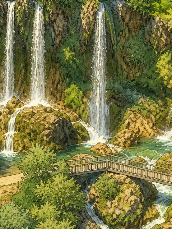 Zeichnung: Wasserfall Sızır, Sivas