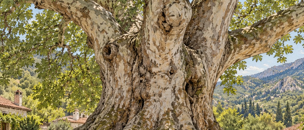 Söğüt Village Plane Tree Natural Monument çizimi, Muğla