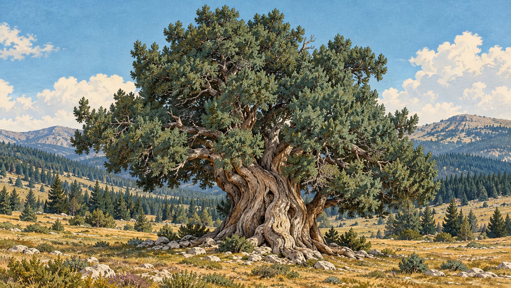 Söğüt Plateau Ulu Juniper Natural Monument çizimi, Isparta