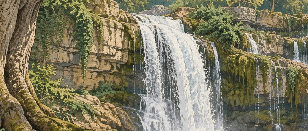 Sorkun Waterfalls Natural Monument çizimi, Sinop