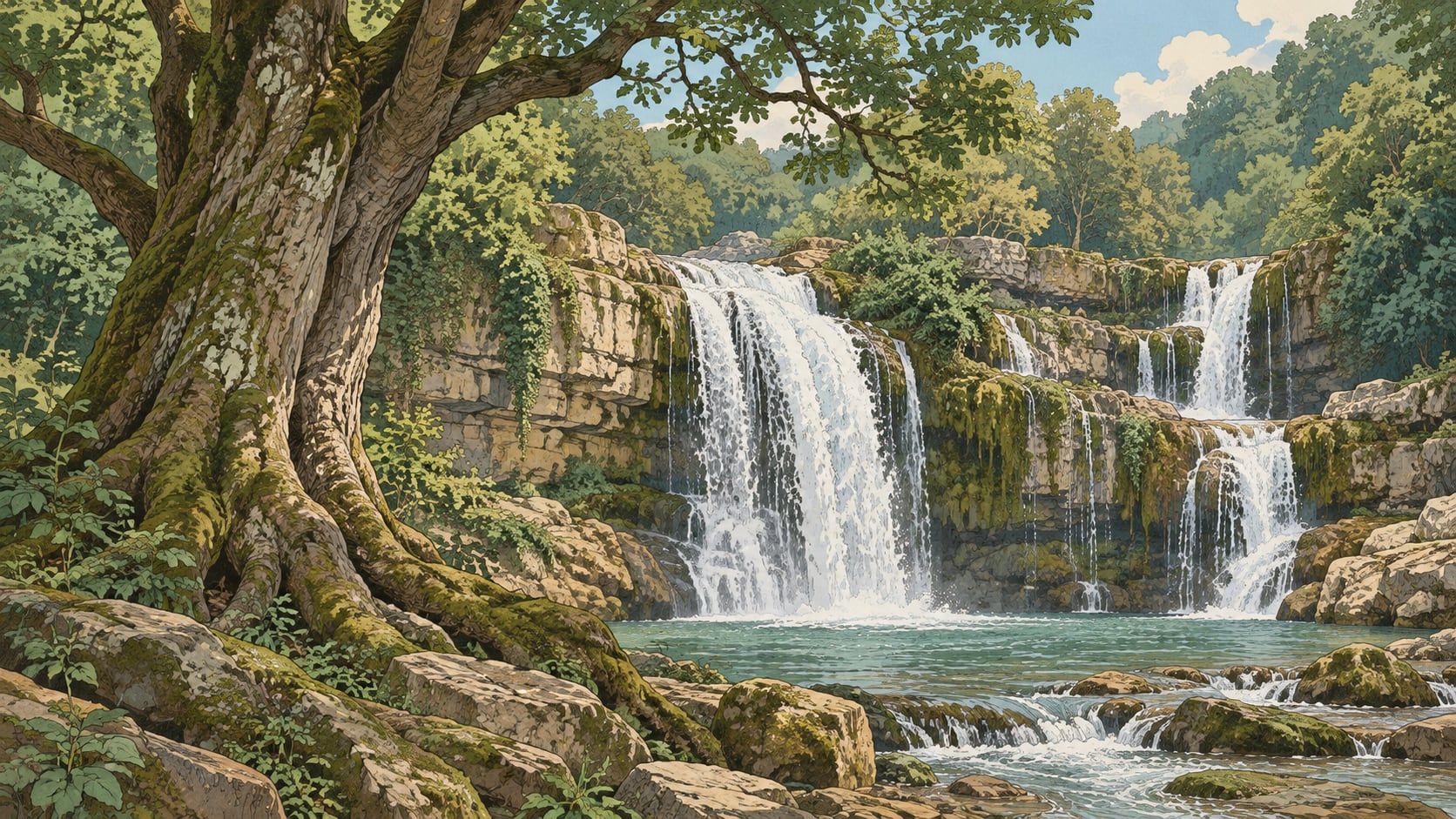 Sorkun Waterfalls Natural Monument çizimi, Sinop