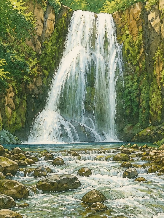 Zeichnung: Sudüşen-Wasserfall, Yalova