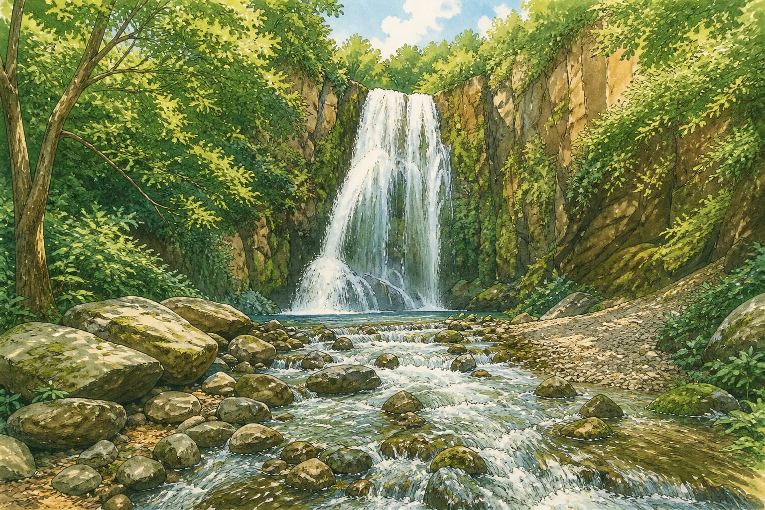 Sudüşen Waterfall çizimi, Yalova