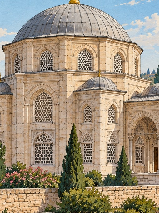 Zeichnung: Sultan-I.-Süleyman-Grabmal (Kanuni Sultan Süleyman), İstanbul