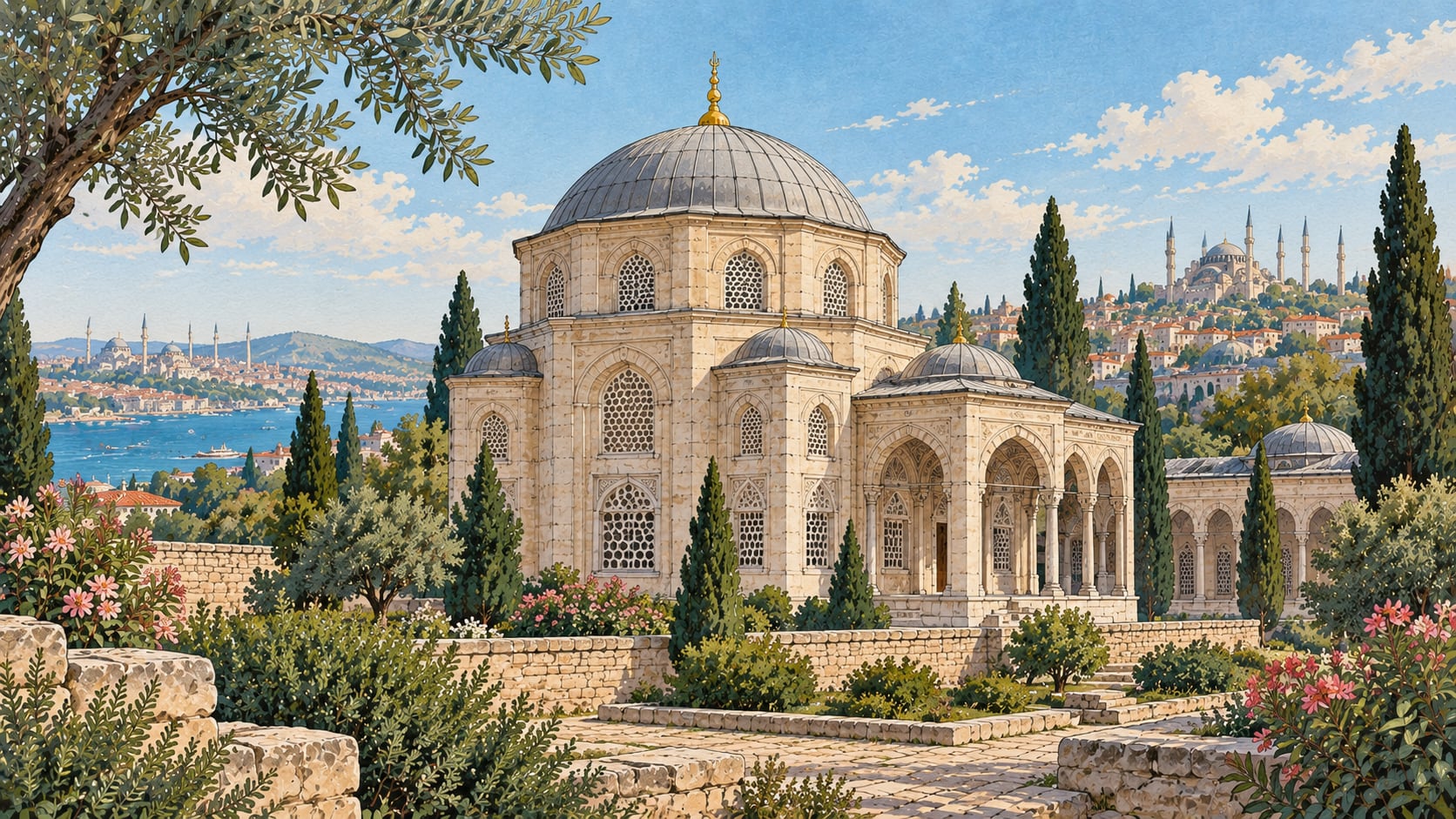 Sultan I. Süleyman Tomb (Kanuni Sultan Süleyman) çizimi, İstanbul