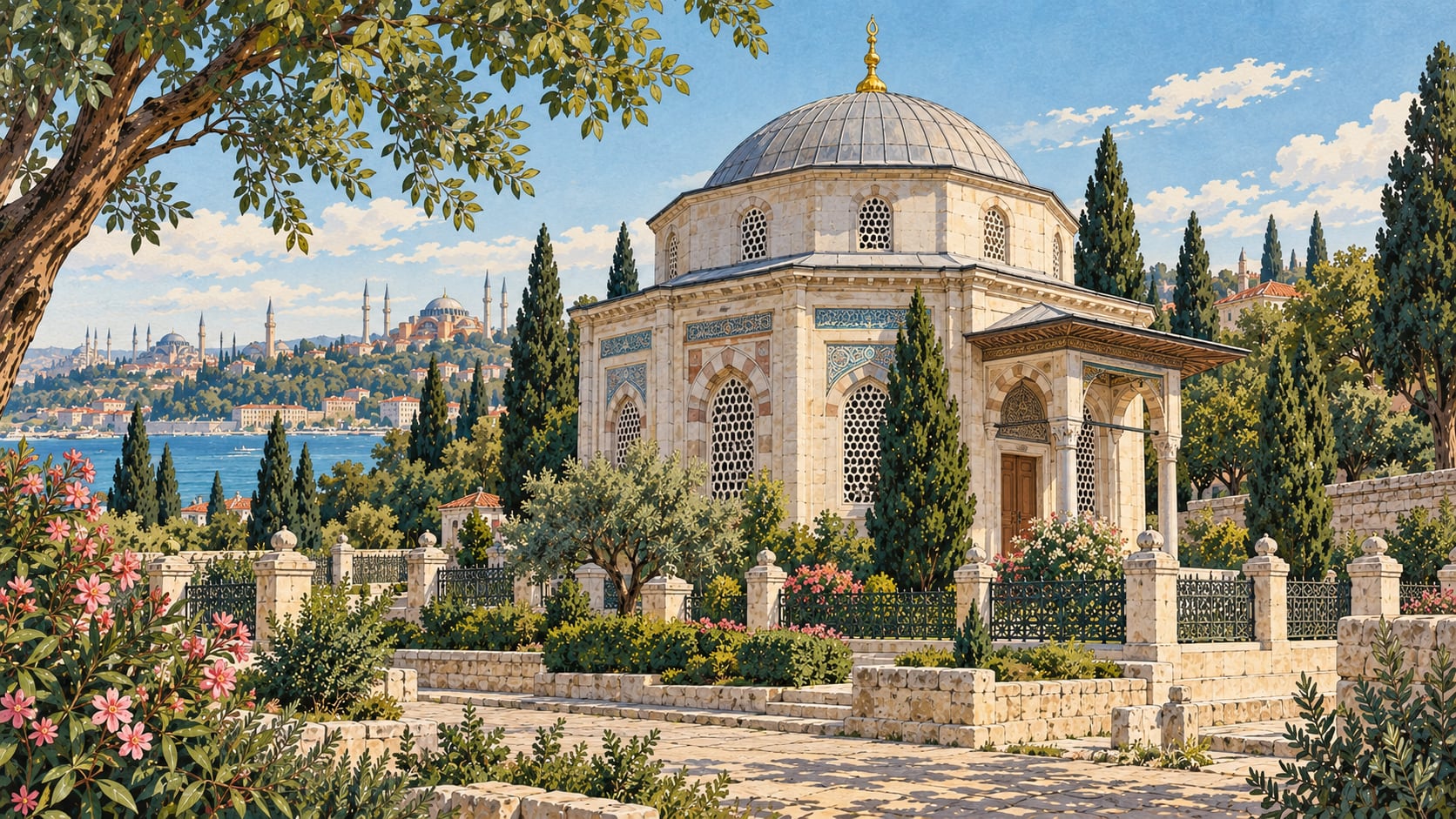 Sultan II.Mehmed Tomb (Fatih Sultan Mehmed) çizimi, İstanbul