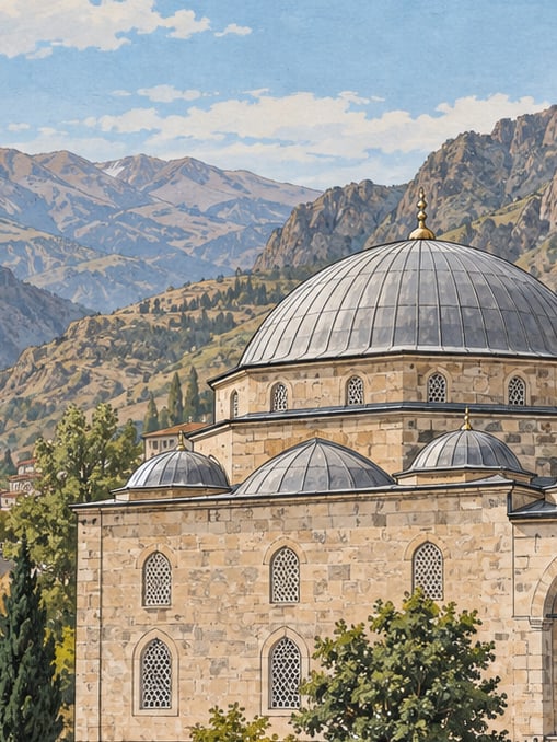 Zeichnung: Sultan-Süleyman-Karawanserei-Moschee, Gümüşhane