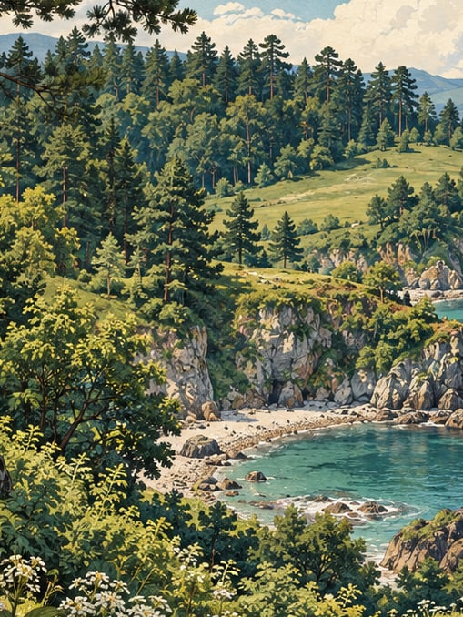 Zeichnung: Naturpark Sürmene Çamburnu, Trabzon
