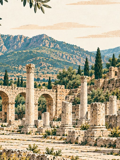 Zeichnung: Antike Stadt Tabea, Denizli