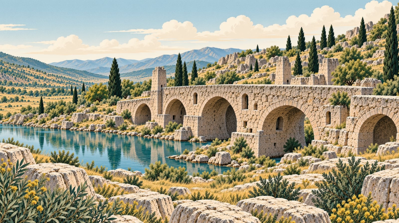 Historical Murat Bridge çizimi, Muş
