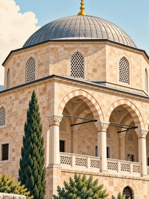 Zeichnung: Historische Orta-Moschee, Sakarya