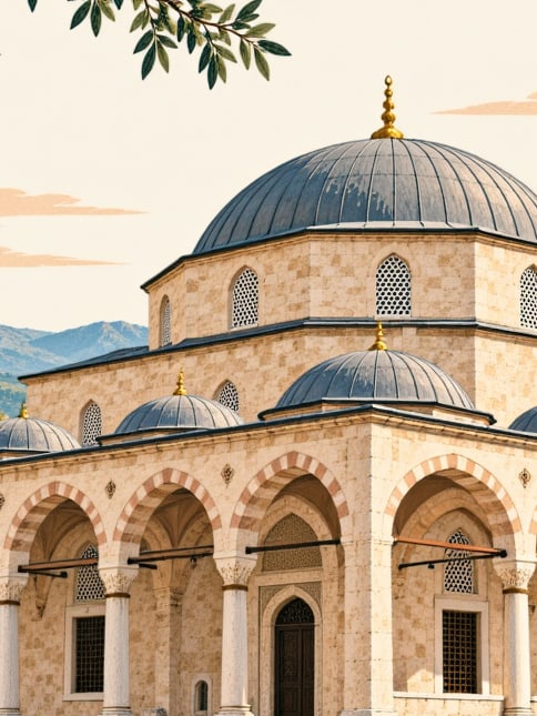 Zeichnung: Historische Şerefiye-Moschee, Sakarya