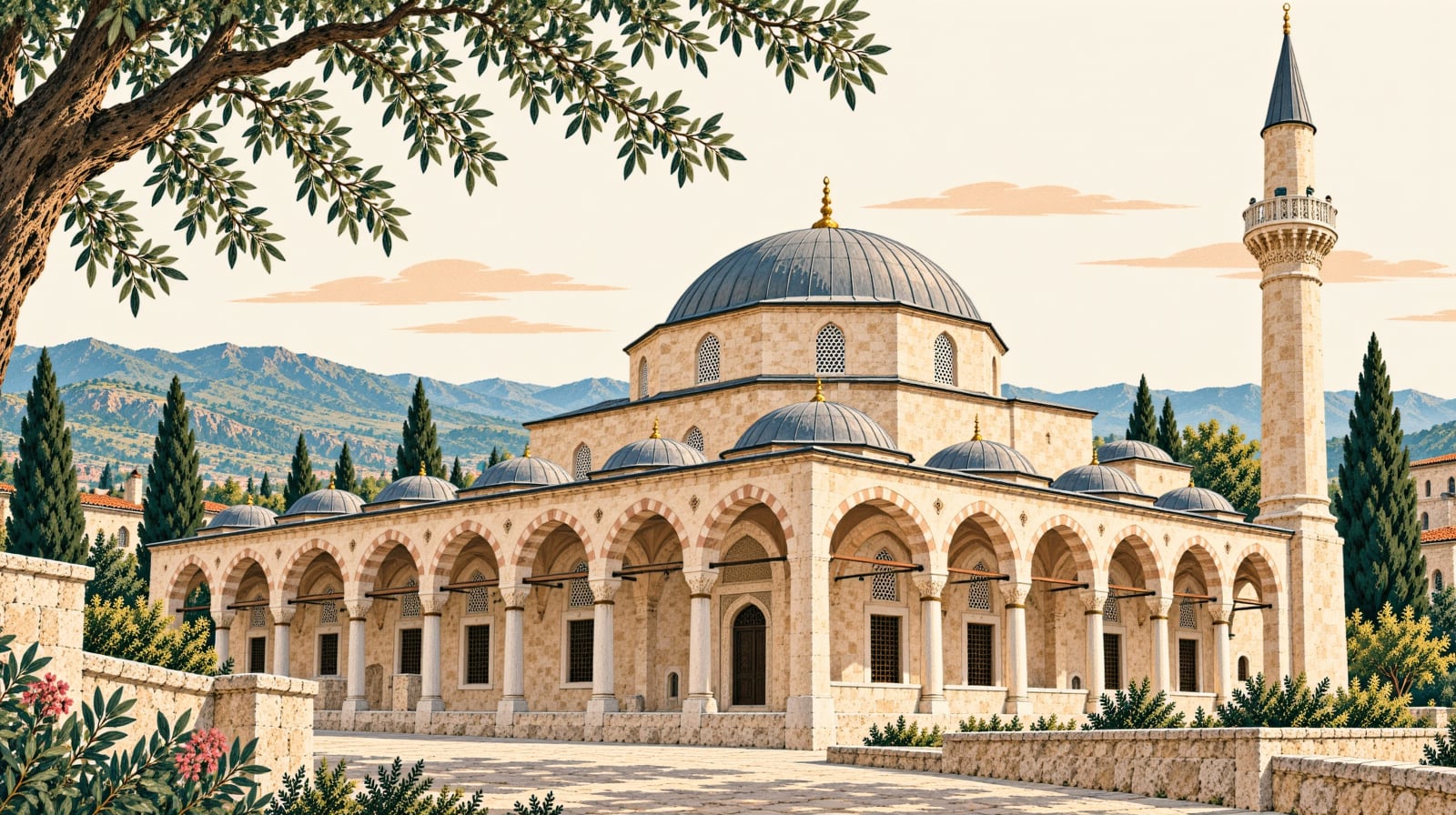 Historical Şerefiye Mosque çizimi, Sakarya