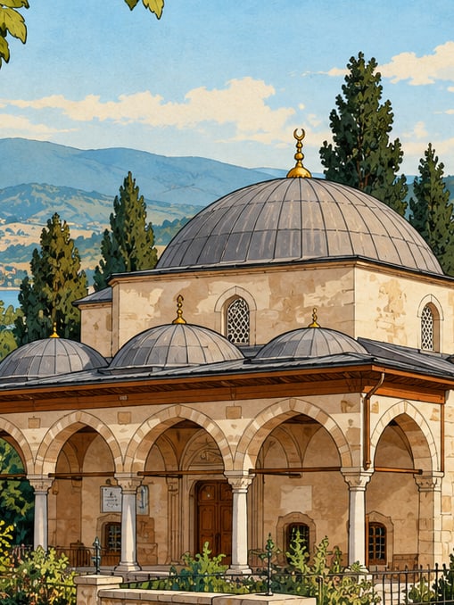 Zeichnung: Historische Şeyh-Muslihittin-Moschee, Sakarya