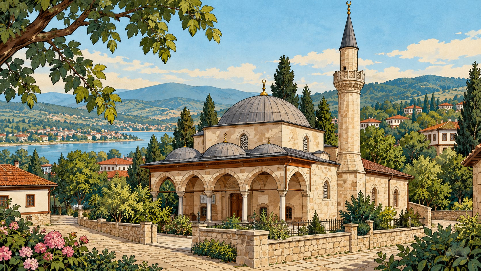 Historical Şeyh Muslihittin Mosque çizimi, Sakarya