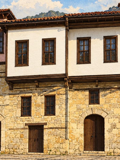 Zeichnung: Historische Häuser von Tarsus, Mersin