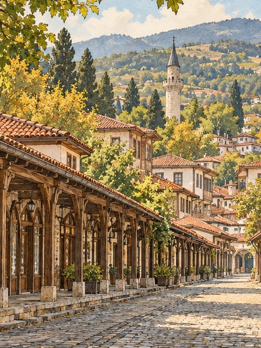 Zeichnung: Historischer Lange Basar, Sakarya