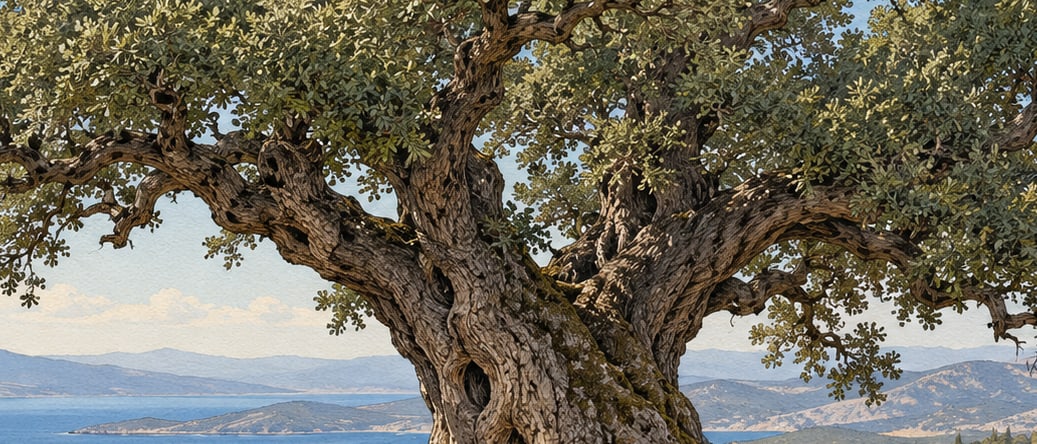 Taşdede Pırnal Oak Natural Monument çizimi, İzmir
