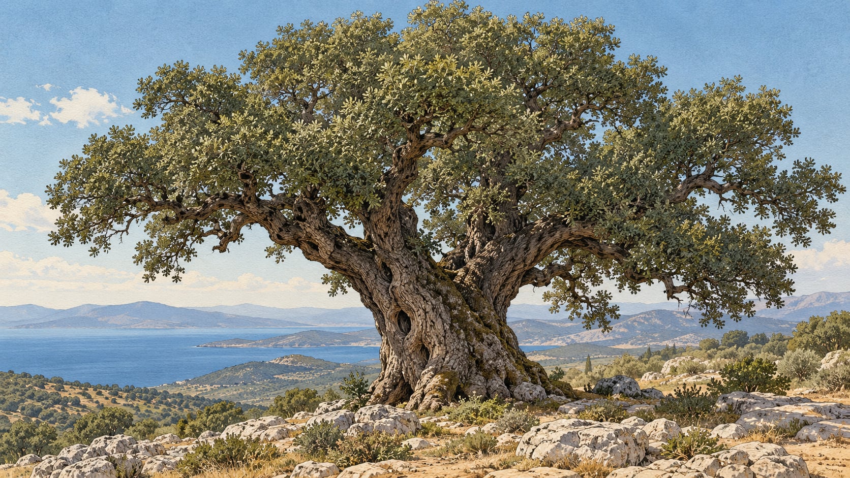Taşdede Pırnal Oak Natural Monument çizimi, İzmir