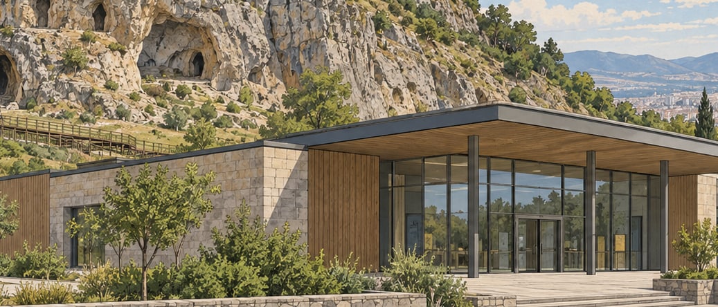 Tekkeköy Caves Arkeloloji Valley Museum House çizimi, Samsun