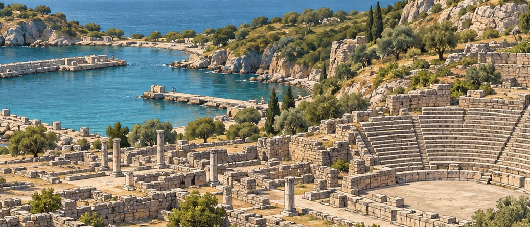 Teos Archaeological Site çizimi, İzmir