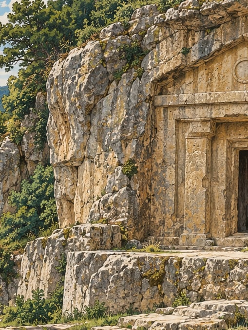 Zeichnung: Felsengrab von Terelek, Sinop
