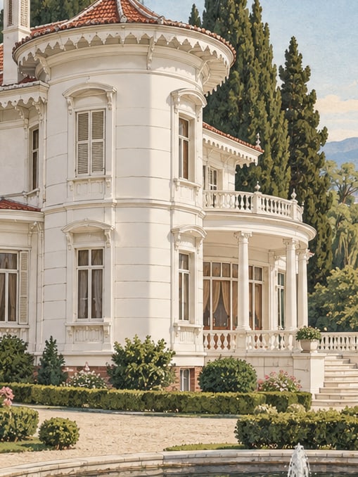 Zeichnung: Atatürk-Pavillon in Termal, Yalova