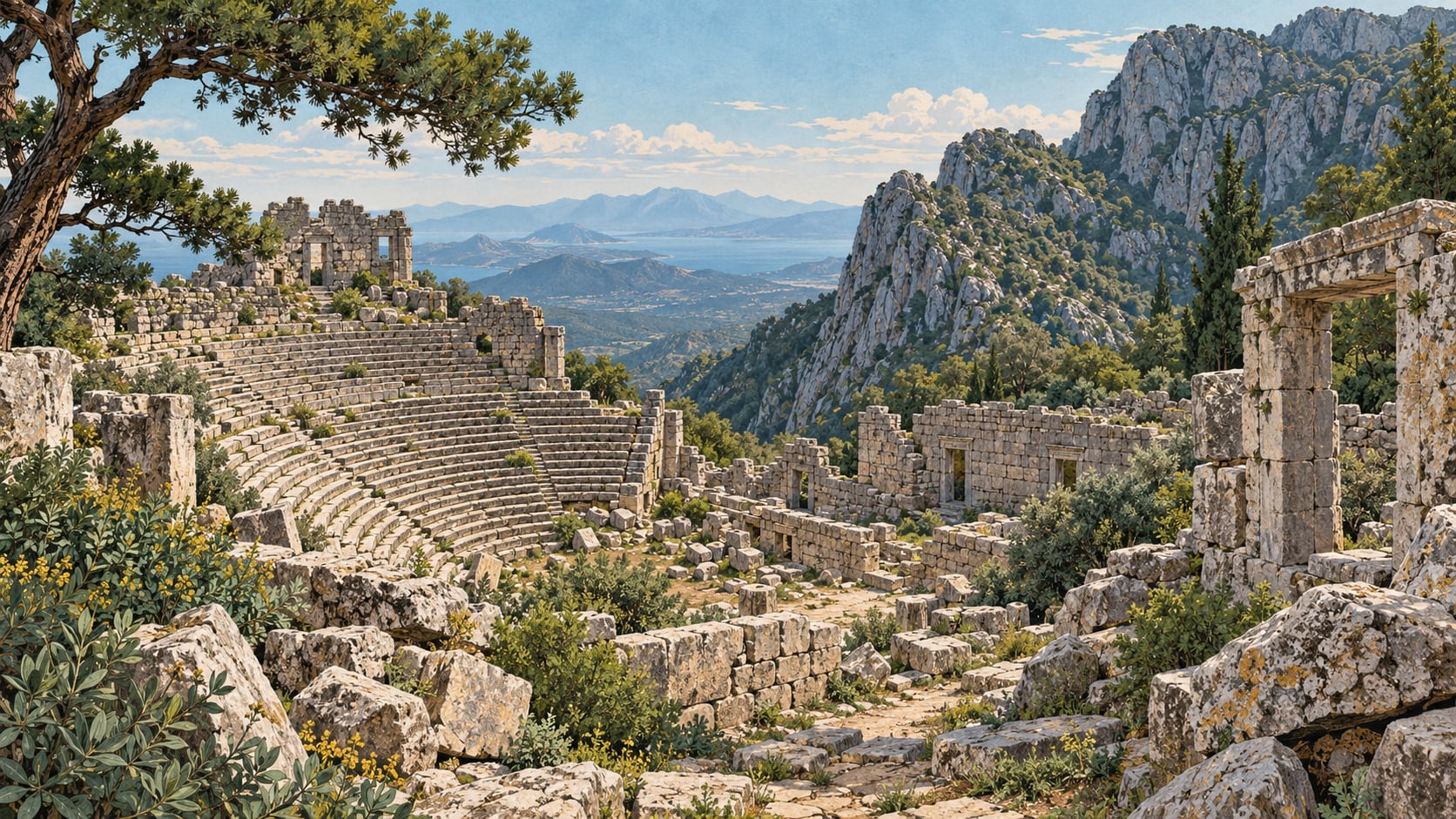 Termessos Archaeological Site çizimi, Antalya