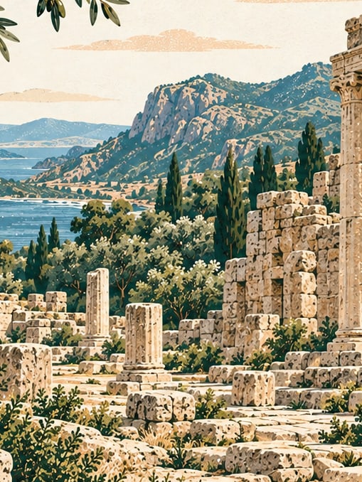 Zeichnung: Antike Stadt Theimiussa, Antalya
